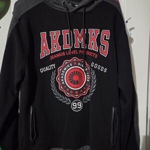 AKDMKS Men Black and Gray  Hoodie, Size L